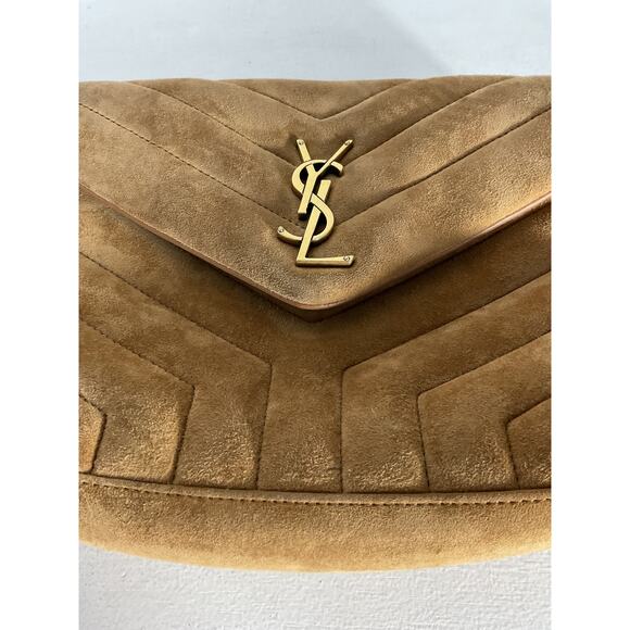 Saint Laurent 'Loulou' Tan Suede Small Chain Bag - Picture 8 of 12